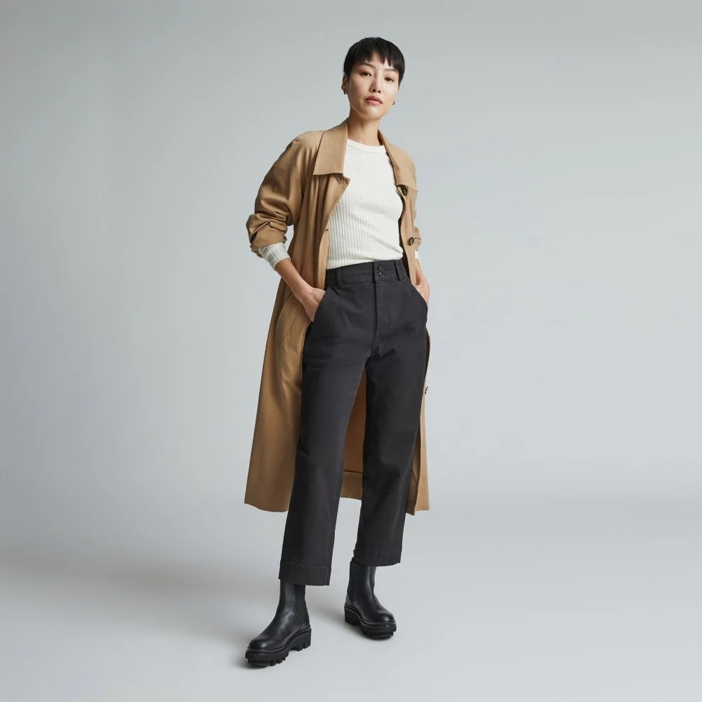 Everlane The Organic Straight Leg Pants Washed Black Size 6 Cotton Sustainable
